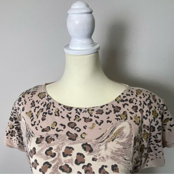 Vintage 80's East River Clothing Co. Leopard Print Glittery Top Women's Size L - Picture 3 of 16